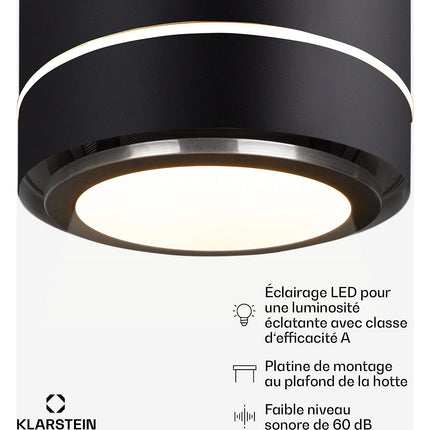 Hotte décorative îlot KLARSTEIN Tron Ambience Ø 38 cm 540 m³/h noir