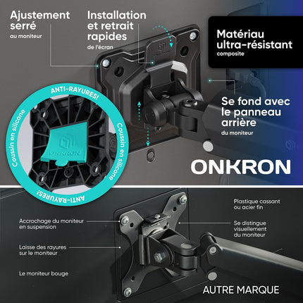 Support écran PC ONKRON Bras Écran PC 13"–32", 10 kg, G80-B Noir