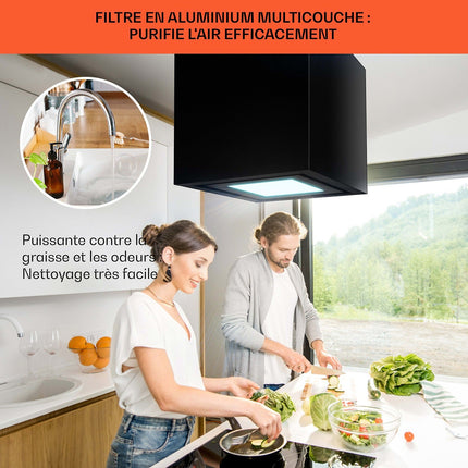 Hotte décorative îlot KLARSTEIN Kronleuchter îlot 595m³/h LED WIFI noir