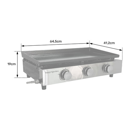 Plancha gaz HAPPY GARDEN Plancha au gaz MÉRIDA 3 brûleurs 6 kW