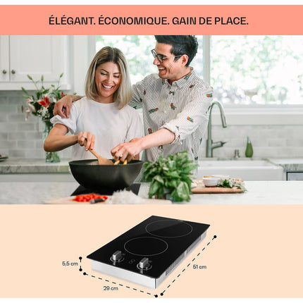 Domino vitrocéramique KLARSTEIN EasyCook Domino 2 feux 3000 W noire