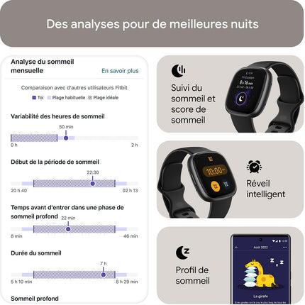 Montre santé FITBIT Versa 4 Aluminium Graphite et