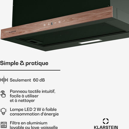 Hotte casquette KLARSTEIN ZenFusion 60cm 400m³/h CEE A Noir