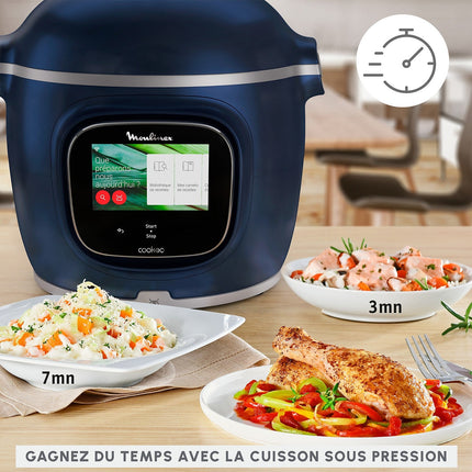 Cookeo MOULINEX CE943410 bleu touch wifi pro balance integrée 6 L, 13 modes de cuisson, 250 recettes