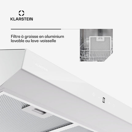 Hotte casquette KLARSTEIN ContempoNeo 60cm encastrée 175m³/h blanc
