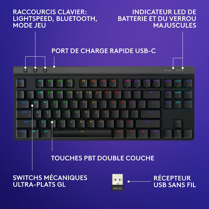 Clavier gamer sans fil LOGITECH G515 Lightspeed TKL tactile
