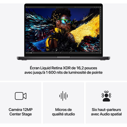 Ordinateur Apple MACBOOK Pro 16" Puce M4 Max CPU 14 / GPU 32 coeurs Mémoire RAM 36Go Stockage 1To SSD XDR