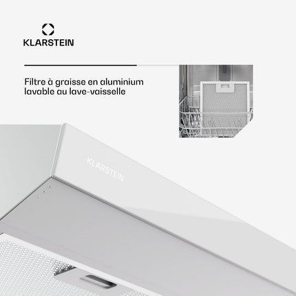 Hotte casquette KLARSTEIN ContempoNeo 90cm encastrée 175m³/h blanc