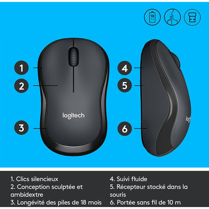 Souris sans fil LOGITECH M220 SILENT Noir
