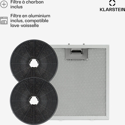 Hotte décorative îlot KLARSTEIN Skyfall îlot Ø 45 cm 402 m³/h LED noir