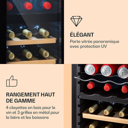 Cave à vin de service KLARSTEIN Bovella 27 Duo+ 74L 27 bouteilles