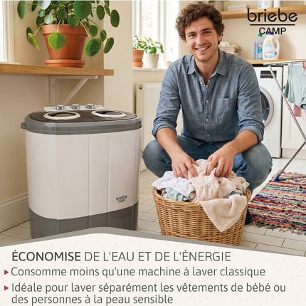 Lave linge portable BRIEBE avec Centrifugeuse 2 Compartimen WM1140