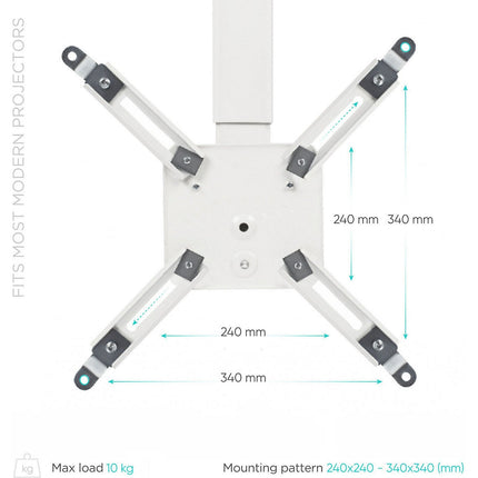 Support vidéoprojecteur ONKRON Plafond - mur, Articulé, 40-60 cm, K5A-W