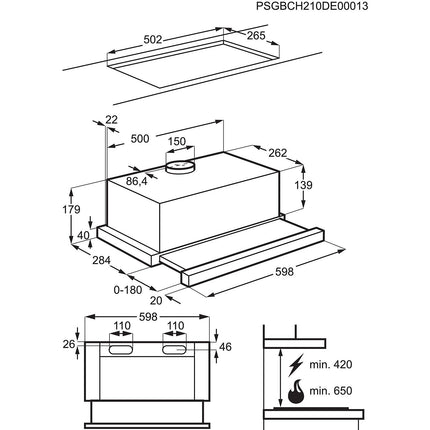 Hotte tiroir ELECTROLUX LFP326S LED