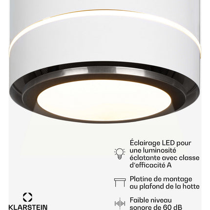 Hotte décorative îlot KLARSTEIN Tron Ambience îlot Ø 38cm 540m³/h blanc