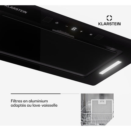 Hotte encastrable KLARSTEIN Hektor Eco 52 cm 466 m³/h verre A++ noir