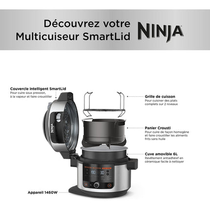 Multicuiseur NINJA Foodi OL550EU gris/noir 6 L, 11 modes de cuisson dont air fryer Reconditionné