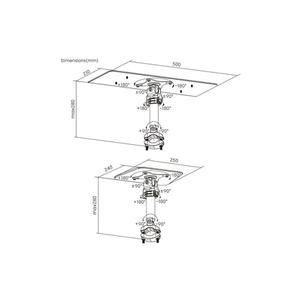Support OPLITE R8 KEYBOARD & MOUSE TRAY Blanc