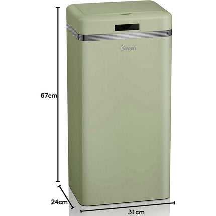 Poubelle de cuisine automatique SWAN SWKA4500GNEU Retro Poubelle, Métal, 45 L