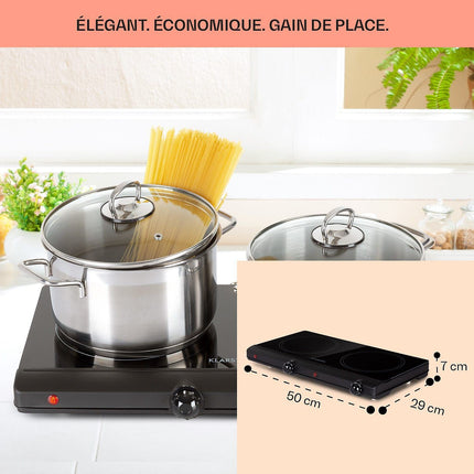Domino vitrocéramique KLARSTEIN Cookbuddy 2 zones 2400W 5 vitesses noire