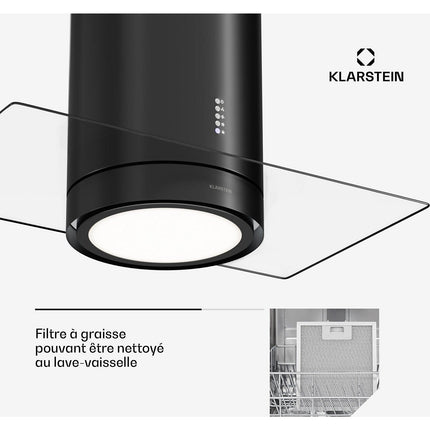 Hotte décorative îlot KLARSTEIN Beretta Premium îlot 544 m³/h LED noir Reconditionné