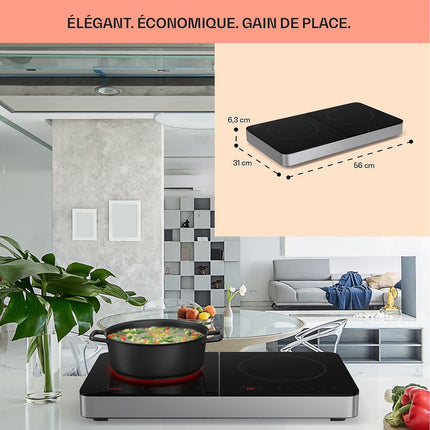 Domino induction KLARSTEIN Cookio 3500W Minuterie 56 cm