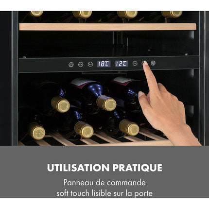 Cave à vin polyvalente KLARSTEIN Vinamour 45D 2 zones 118L 45bt Inox