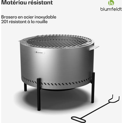 Brasero BLUMFELDT Ignite Pure sans fumée grill acier inox