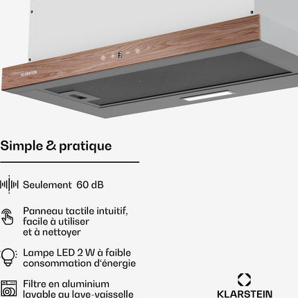 Hotte casquette KLARSTEIN ZenFusion 60cm 400m³/h CEE A Blanc