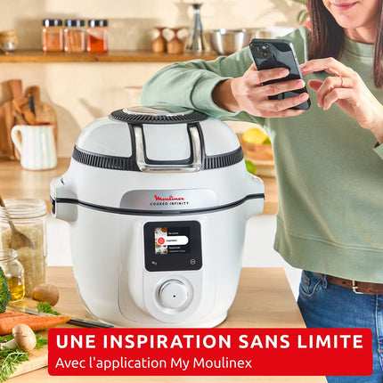Cookeo MOULINEX Multicuiseur Airfryer Cookeo Infinity sans pale Blanc CE9721F0 16 modes de cuisson, 6,5 L