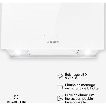 Hotte décorative îlot KLARSTEIN Kronleuchter îlot 60cm 590m³/h LED blanc