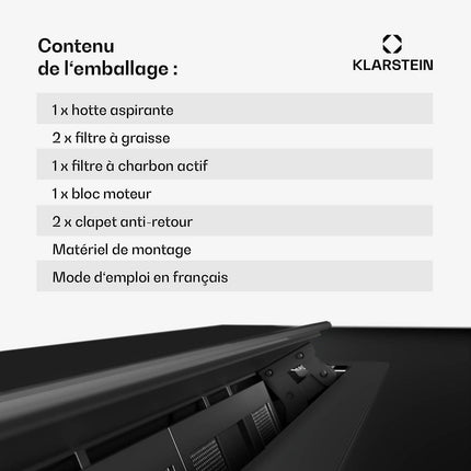 Hotte plan de travail KLARSTEIN Brisa 60 cm 710 m³/h A+ LED 42 dB Noir