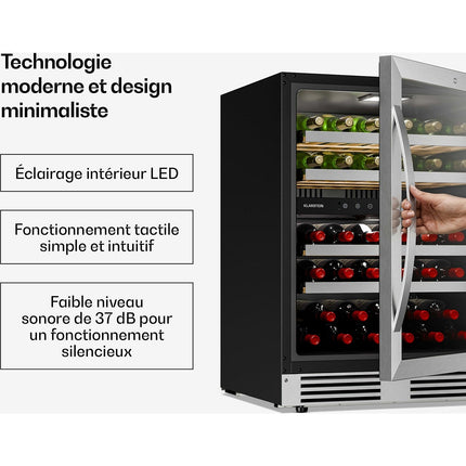Cave à vin polyvalente KLARSTEIN VeroSteel 2 zones 129L 43 bt 60 cm Inox