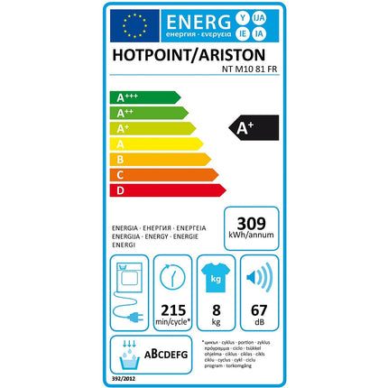 Sèche linge pompe à chaleur HOTPOINT NTM1081FR Reconditionné