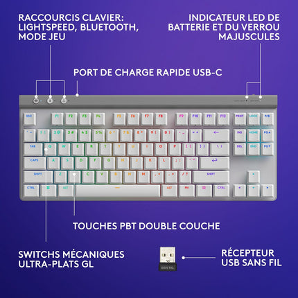 Clavier gamer sans fil LOGITECH G515 Lightspeed TKL tactile