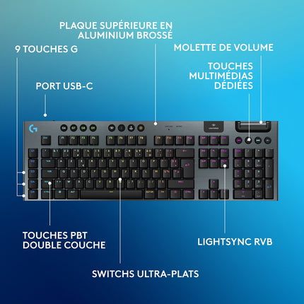 Clavier gamer sans fil LOGITECH G915 X Lightspeed Clicky Noir