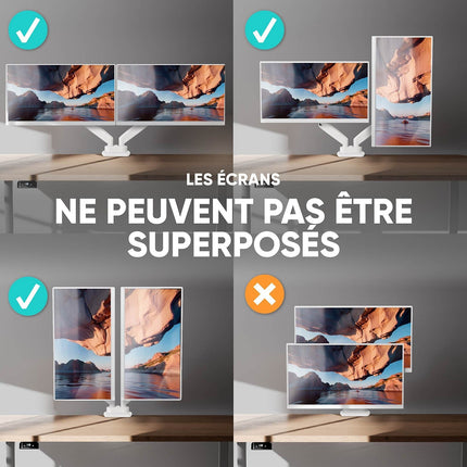 Support écran PC ONKRON Double Écran 13"–32", 10 kg max, G160-BW