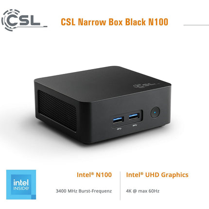 Mini PC CSL-COMPUTER Narrow Box Black 8Go 1000Go Win11 Pro