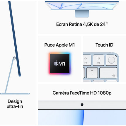 Ordinateur Apple IMAC 24 M1 16G 256G CPU 8 GPU 8 Violet Reconditionné