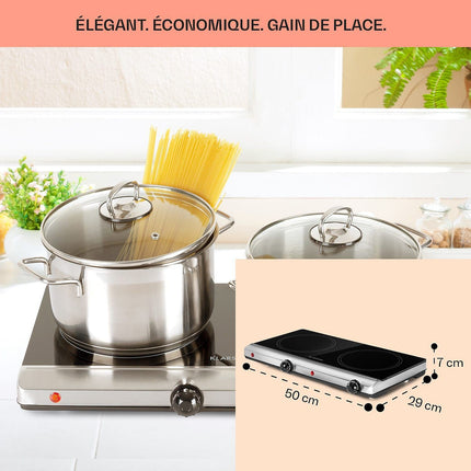 Domino vitrocéramique KLARSTEIN Cookbuddy 2 zones 2400W 5 vitesses inox