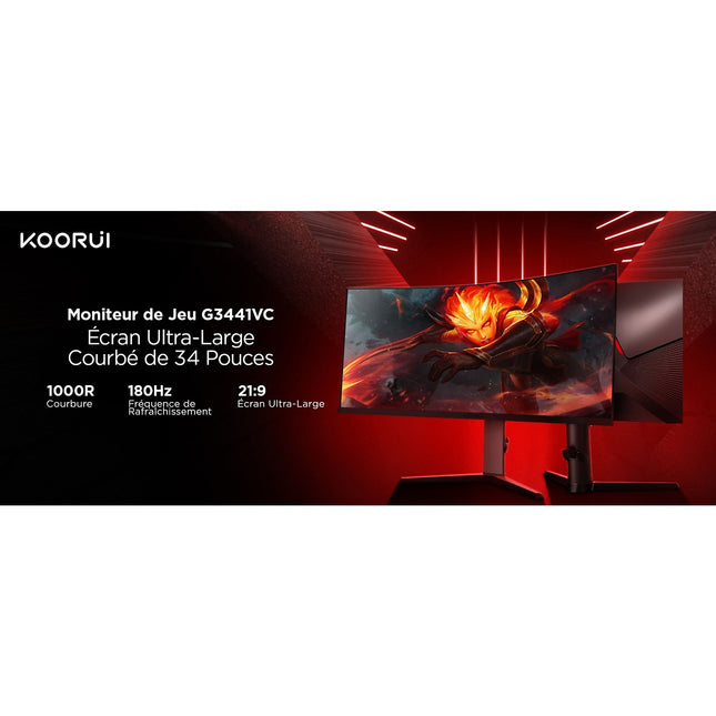 Ecran PC Gamer KOORUI G3441VC 34" Incurvé 1000R 2K 180Hz VA