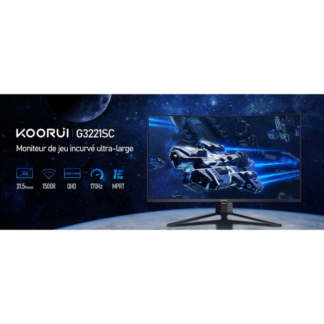 Ecran PC Gamer KOORUI G3221SC 32" Incurvé 1500R QHD 170Hz VA HDR10