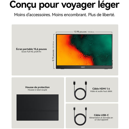 Ecran PC HKC 15.6" Full HD IPS USB-C - HKC V16 - Nomade & Dual Screen