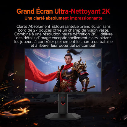 Ecran PC Gamer HKC 27" QHD 200 Hz Fast IPS HDR400 Pied Ergonomique - HKC G27H2P