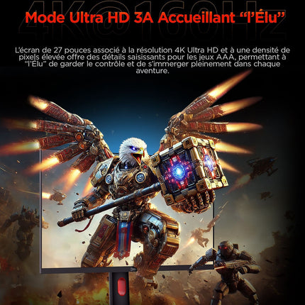 Ecran PC Gamer HKC 27" Dual Mode 4K UHD 160 Hz / FHD 320 Hz Fast IPS HDR400 - HKC G27H7P