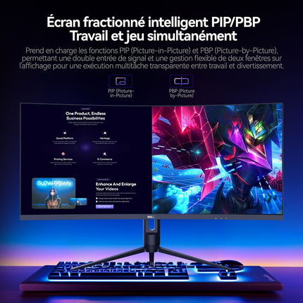 Ecran PC Gamer HKC Incurvé Ultrawide 34" 3440×1440 200 Hz VA 1ms reglable en hauteur - HKC CG345U