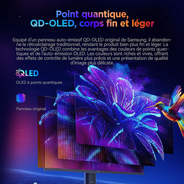 Ecran PC Gamer HKC OLED 27" QHD 500 Hz 0,03 ms USB-C 90W HDR400 - HKC GS27QHS