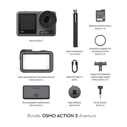 Caméscope de poche DJI Osmo Action 3 Adventure (3 batteries)