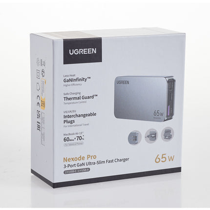 Adaptateur de voyage UGREEN Chargeur secteur mini 65W Gris clair
