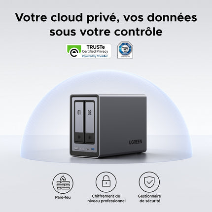 Serveur NAS UGREEN 2 baies DXP2800 Gris anodisé